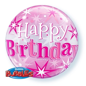Happy Birthday Pink Starburst Bubble | 56cm